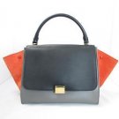 Authentic CELINE Trapeze Luggage Shoulder Bag Handbag Suede Leather Multicolor