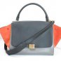 Authentic CELINE Trapeze Luggage Shoulder Bag Handbag Suede Leather Multicolor