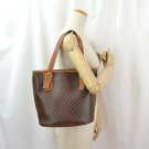 Celine Leather Shoulder Bag Macadam Pattern Brown