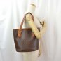 Celine Leather Shoulder Bag Macadam Pattern Brown