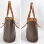 Celine Leather Shoulder Bag Macadam Pattern Brown