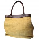 Authentic Chanel CC Logos Shoulder Hand Bag Straw Leather Beige
