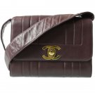 Authentic Chanel Quilted CC Logos Shoulder Bag Leather Bordeaux