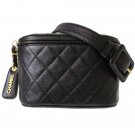 Authentic Chanel Quilted Bum Bag Belt Caviar skin Leather Black