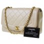 Chanel Quilted Matorasse Shoulder Bag Leather Beige