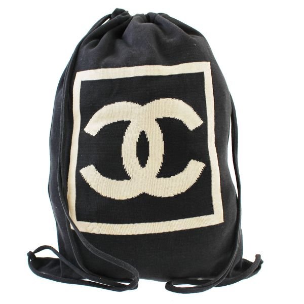 Authentic Chanel CC Backpack Canvas cotton Black