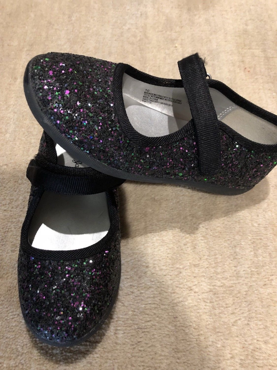 Target Cat And Jack girls Black Glitter Shoes size 7