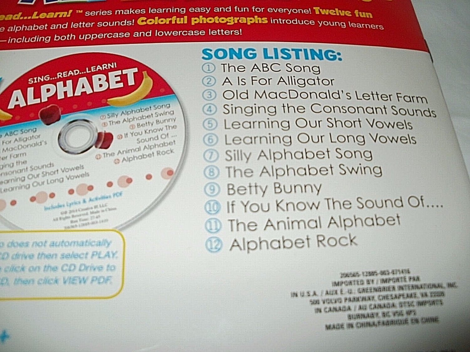 Sing - Read - Learn Alphabet  with Music CD's