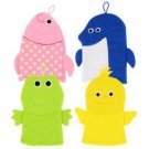 Baby Bath Washcloth Soft Animal Bath Puppets Bath Fun Frog Fish Duck Dolphin 4pc