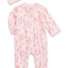LITTLE ME 100% Cotton "PINK ROSE FLORAL" Super Soft Footie w/Hat GIRL SIZES NWT