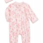 LITTLE ME 100% Cotton "PINK ROSE FLORAL" Super Soft Footie w/Hat GIRL SIZES NWT