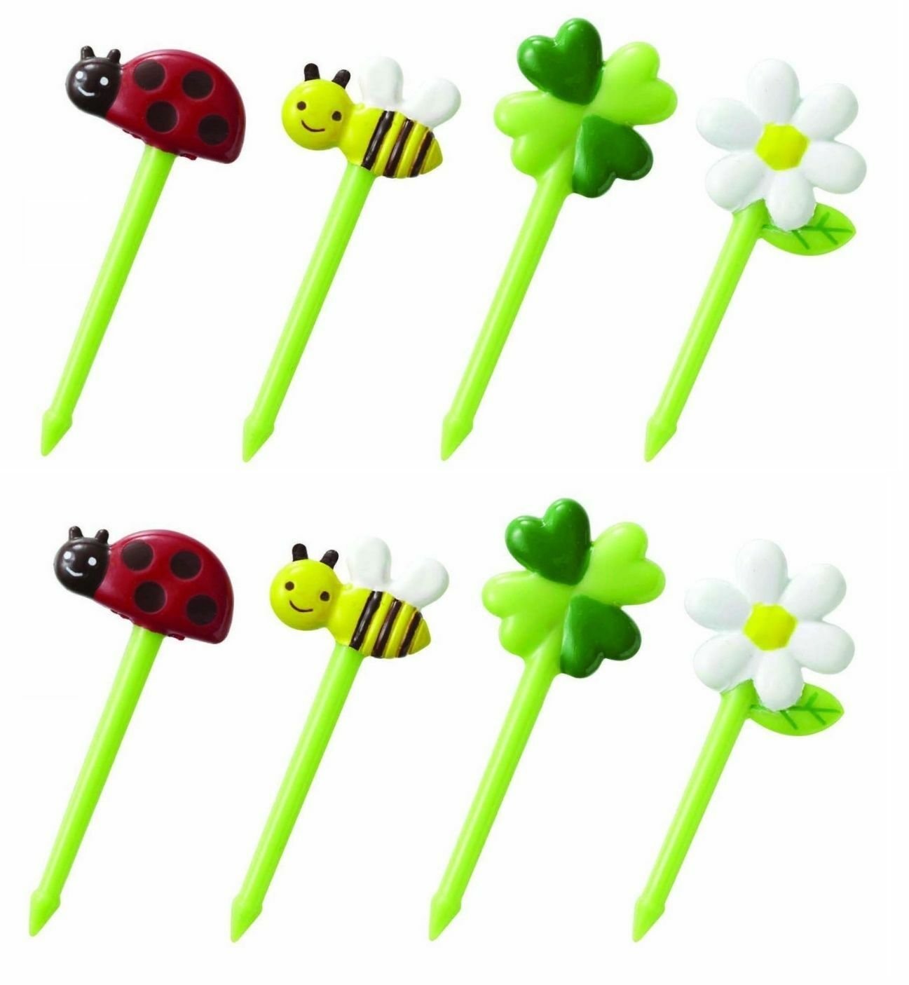 Torune Lunch Decoration Bento Accessory 3D Food Pick Honey Bee Clover Flower 8pc