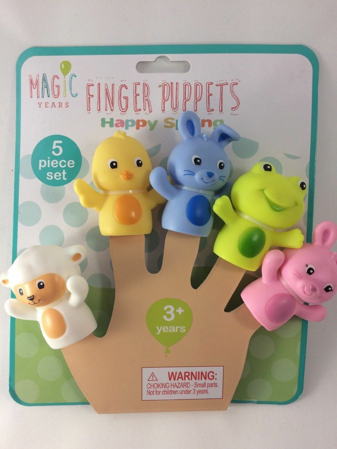 Magic Years Animals Bath Finger Puppets Duck, 2-Bunnies, Lamb, Frog