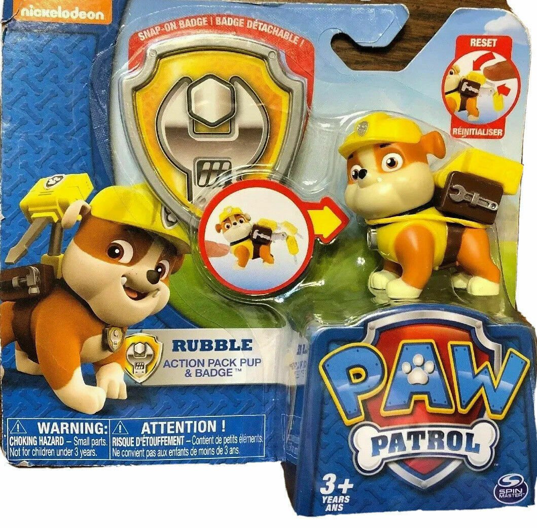 New*Paw Patrol* RUBBLE Action Pack Pup & Badge NIP