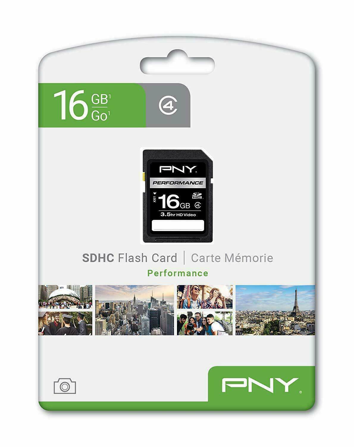 PNY SD Card 16GB Memory Card P-SDHC16G4H-GE for Cameras, Dash Cams, Trail Cams