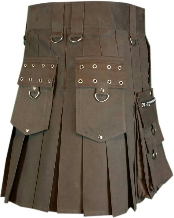 Custom made Brown Gothic kilt, Utility Fabric Kilt