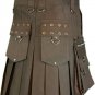 Custom made Brown Gothic kilt, Utility Fabric Kilt