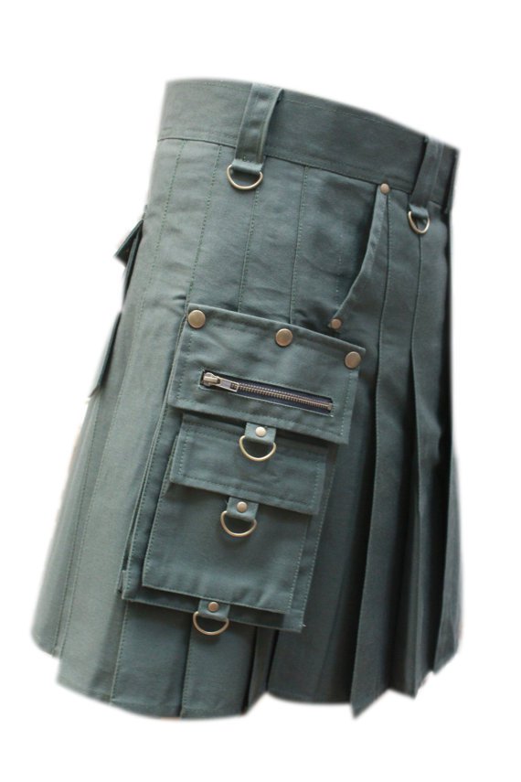 Custom made Green Gothic kilt, Utility Fabric Kilt