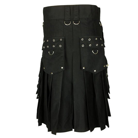 Custom made Black Utility Fabric Kilt, Utility Kilt