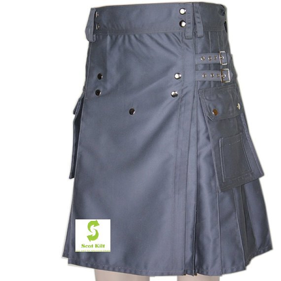Custom made Grey kilt, Utility Fabric Kilt
