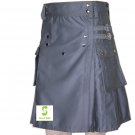 Custom made Grey kilt, Utility Fabric Kilt