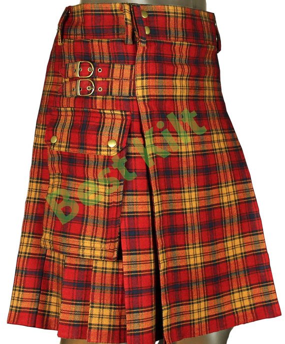 Custom made Red and Yellow Utility Fabric Kilt, Utility Kilt