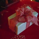 Wooden Rustic Present w/ Red and White Bow