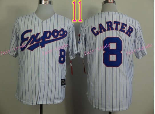 Montreal Expos Jersey 8 Gary Carter White Throwback Stitched Jerseys