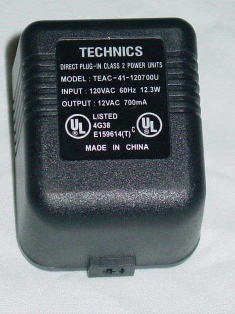 or power adaptor adapter Adapter 12VAC TEAC 700mA (no Technics cord) 41 AC 120700U