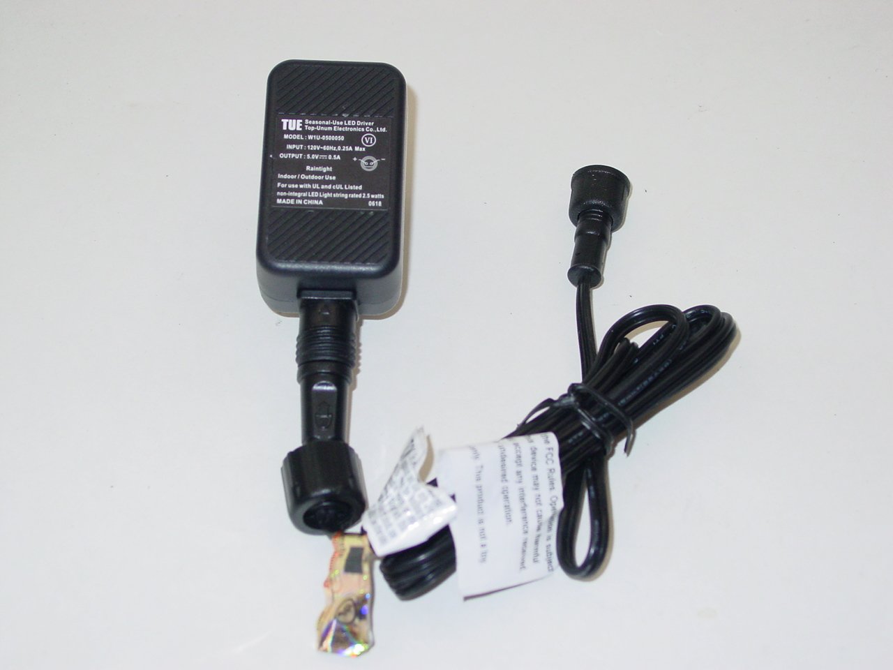 TUE W1U-0500050 AC Power Adapter 5V 0.5A for UL cUL 2.5W non-integral LED Light