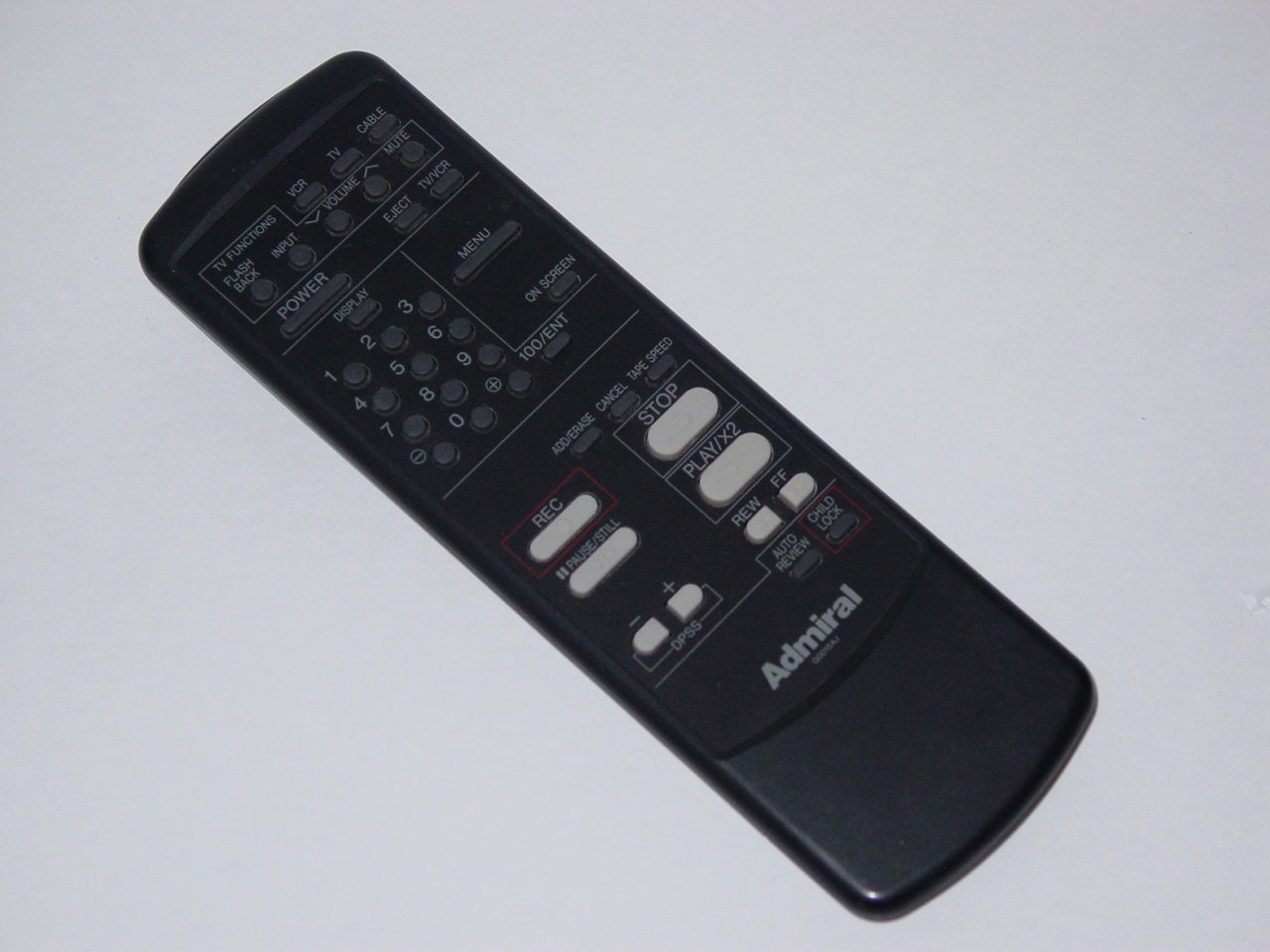 Admiral G0015AJ TV VCR Remote Control