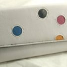 Ladies Wallets with Inset Colored Fabric Dots