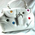 Trendy Handbags with Inset Colored Fabric Dots