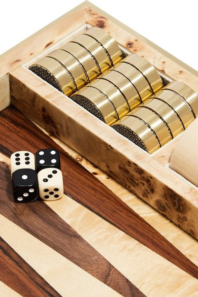AERIN Faux shagreen and wood backgammon set