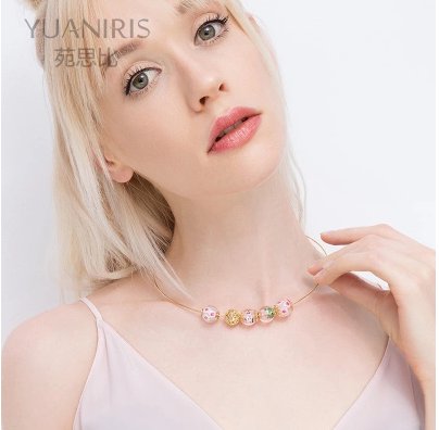 YUANIRIS manual coloured drawing or pattern glass bead necklace