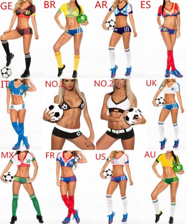 2018 World Cup Fancy Dress Uniform Soccer Baby Cheerleader Football Girl Costume
