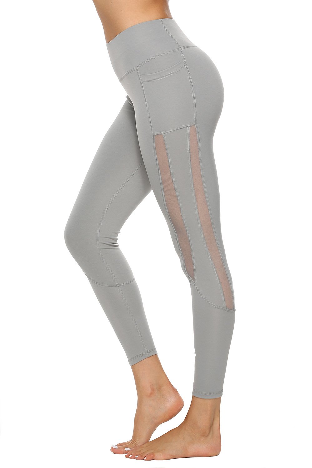 Fashion Lift Butts Yoga Pants with Pocket Women Mesh Sport Leggings Fitness Wear