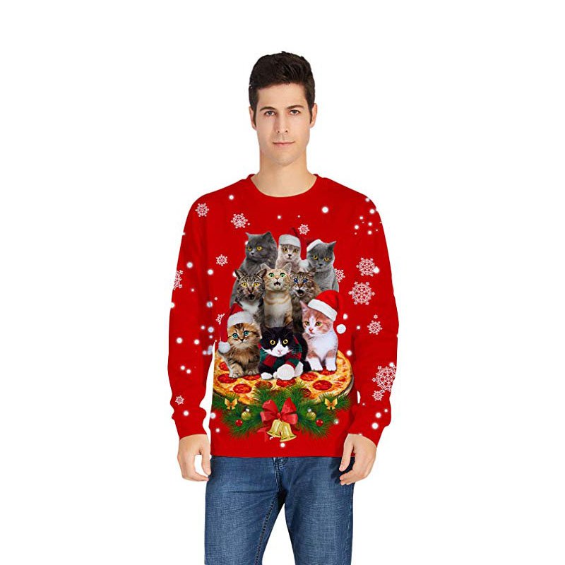 Animal Print Men Sweatshirt Unisex Christmas Hoodies Fashion Xmas Holiday T-shirt