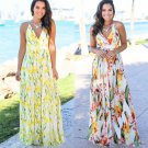Summer Spaghetti Strap Maxi Dress Female Trendy Clothing V-neck Fashion Bohemian Dresses