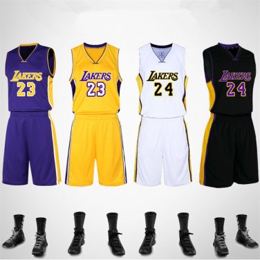 Plus Size Yellow James Tops Basketball Training Suit Breathable Vest Lakers Team Uniforms
