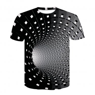 Novelty Striped Print Casual Blouses For Men Short Sleeve T-shirt Delusion Printed Tops