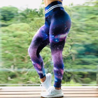 Galaxy Print Jogging Clothing High Waist Athletic Wear Lady Ourdoor Exercise Apparel