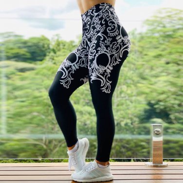 High Waist Athletic Wear Lady Ourdoor Exercise Apparel Floral Fitness Pants Sexy Yoga Leggings
