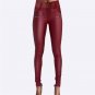 Bubble Butt Red PU Trousers High Waist Faux Leather Pencil Pants
