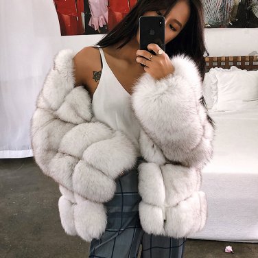 White Fox Faux Fur Coat for Women Winter Chic Fur Long Jackets