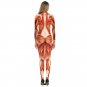 Woman Human Muscle Jumpsuit Comic Organ Printed Costume Halloween Uniform