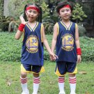 Dark Blue Stephen Curry Basketball Tracksuit T-shirts For Kid Golden State Warriors Team Uniform