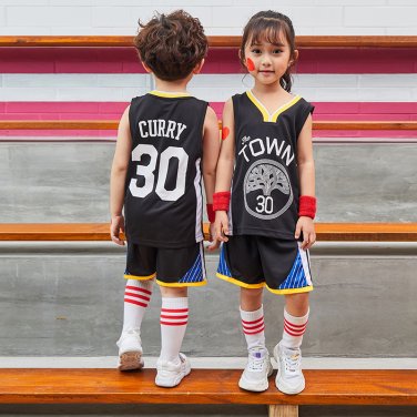 Classic Golden State Warriors Basketball Tops Children Stephen Curry Home Basketball Outfits