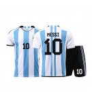 2022 Adult Argentina Home Soccer Uniforms Messi 3 Stars Football Tops PQME003