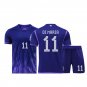 Children De Paul Argentina Away Soccer Kits Uniform 2022 Messi Football Outfits Tops